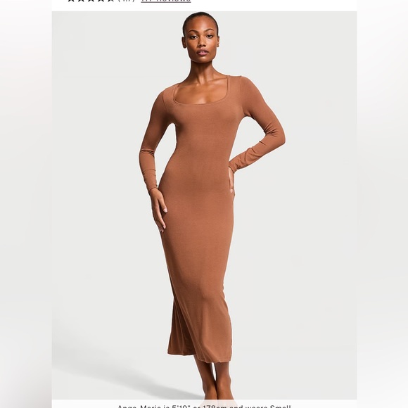 Victoria's Secret Dresses & Skirts - Victoria’s Secret ribbed modal long sleeve slip dress. Size M. NWT. BROWN.
